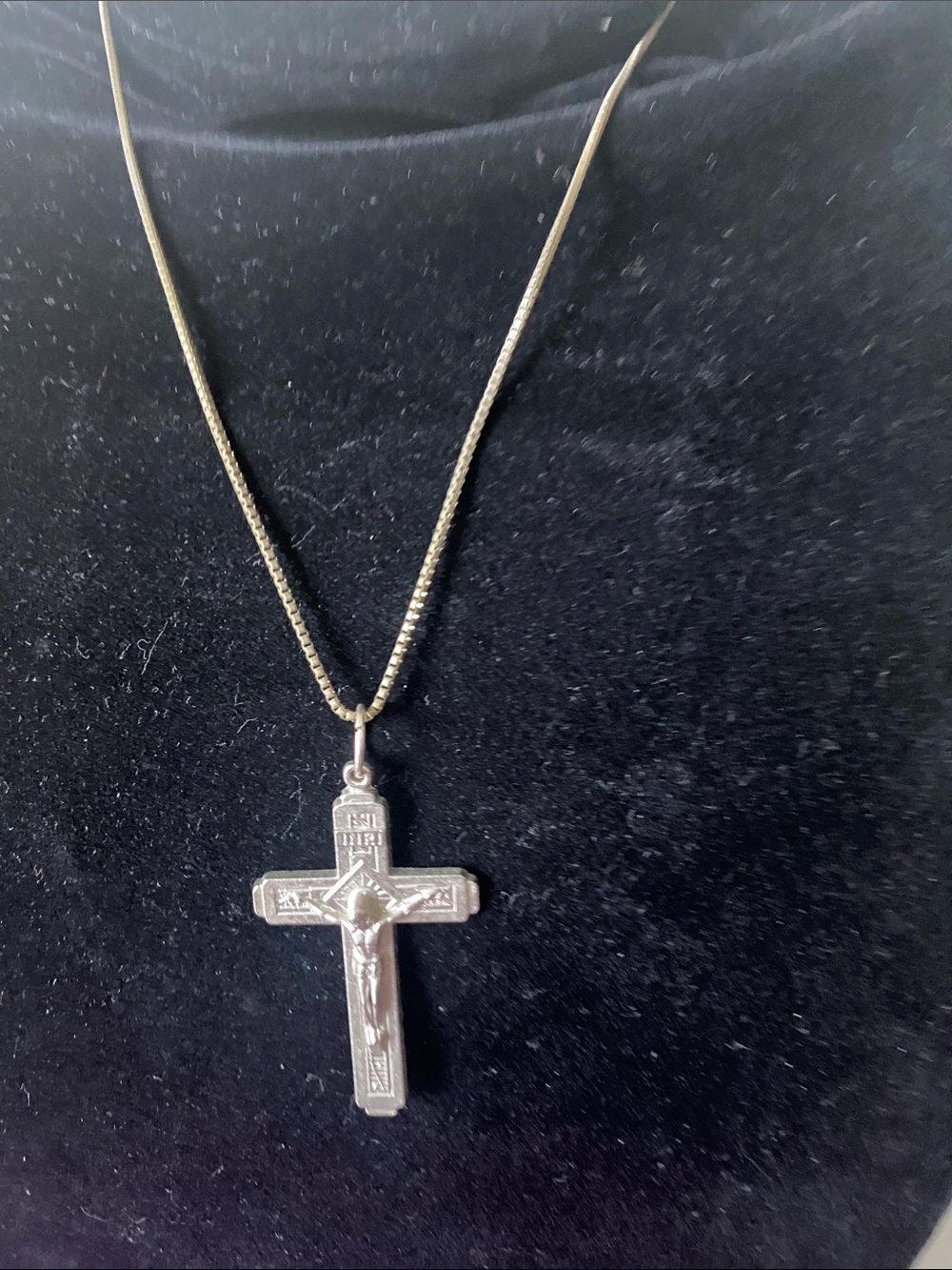 Sterling Silver Crucifix Pendant Necklace - Silver Italy